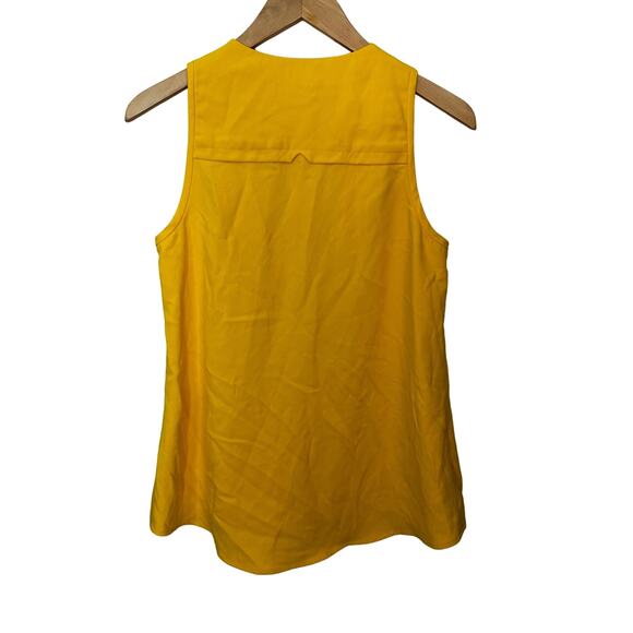 Trina Turk Sleeveless Top Full Front Zip Butter Yellow Medium Lux Woven Womens - Picture 3 of 6
